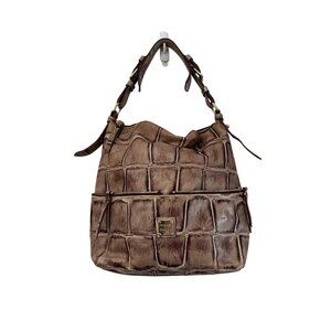 Dooney Bourke Womens Brown Alligator Crocodile Reptile Embossed Hobo Bag Purse